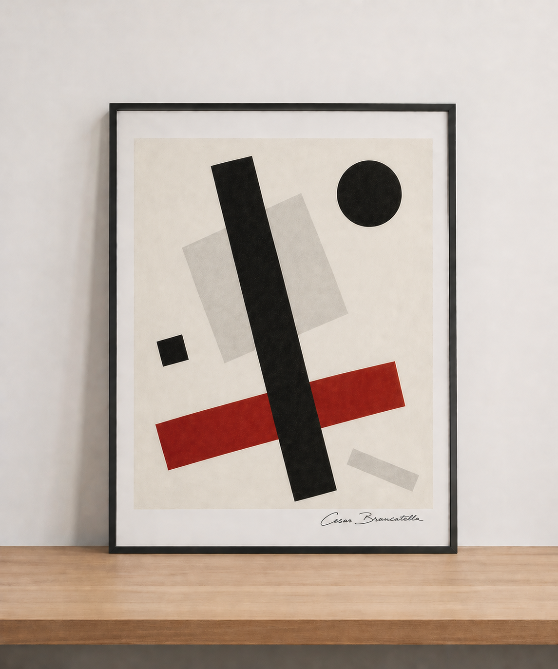 Abstract geometric artwork on tabletop