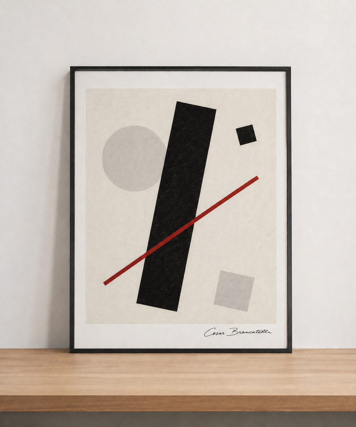 Abstract geometry on a minimalist shelf