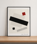 Abstract geometry on minimalist shelf