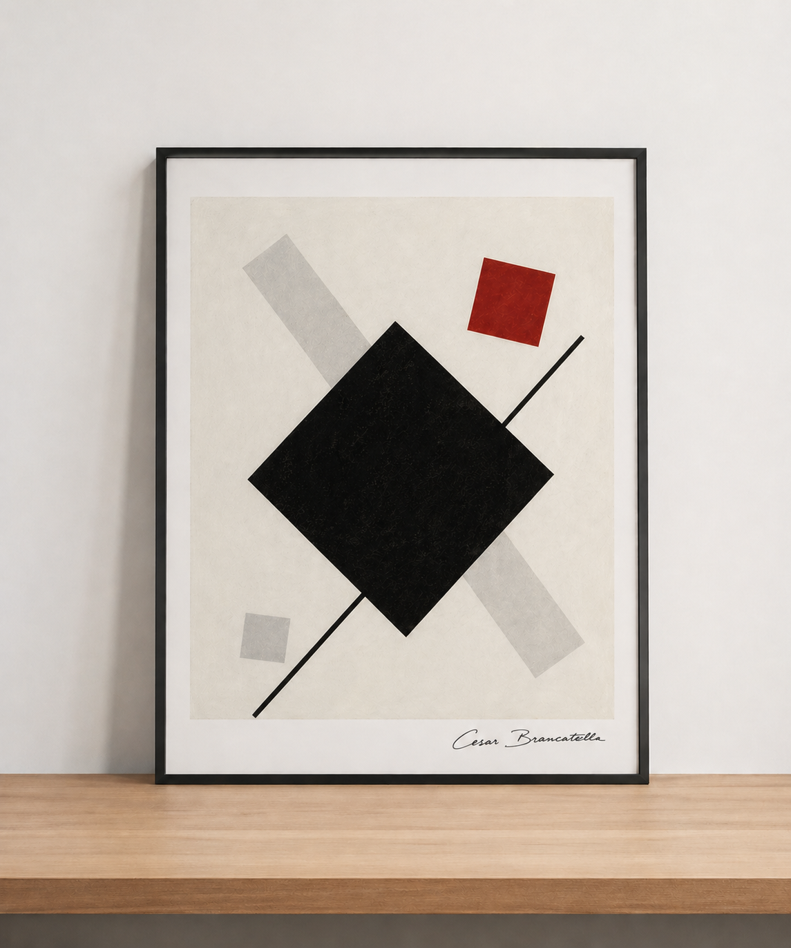 Abstract geometry on minimalist shelf (2)
