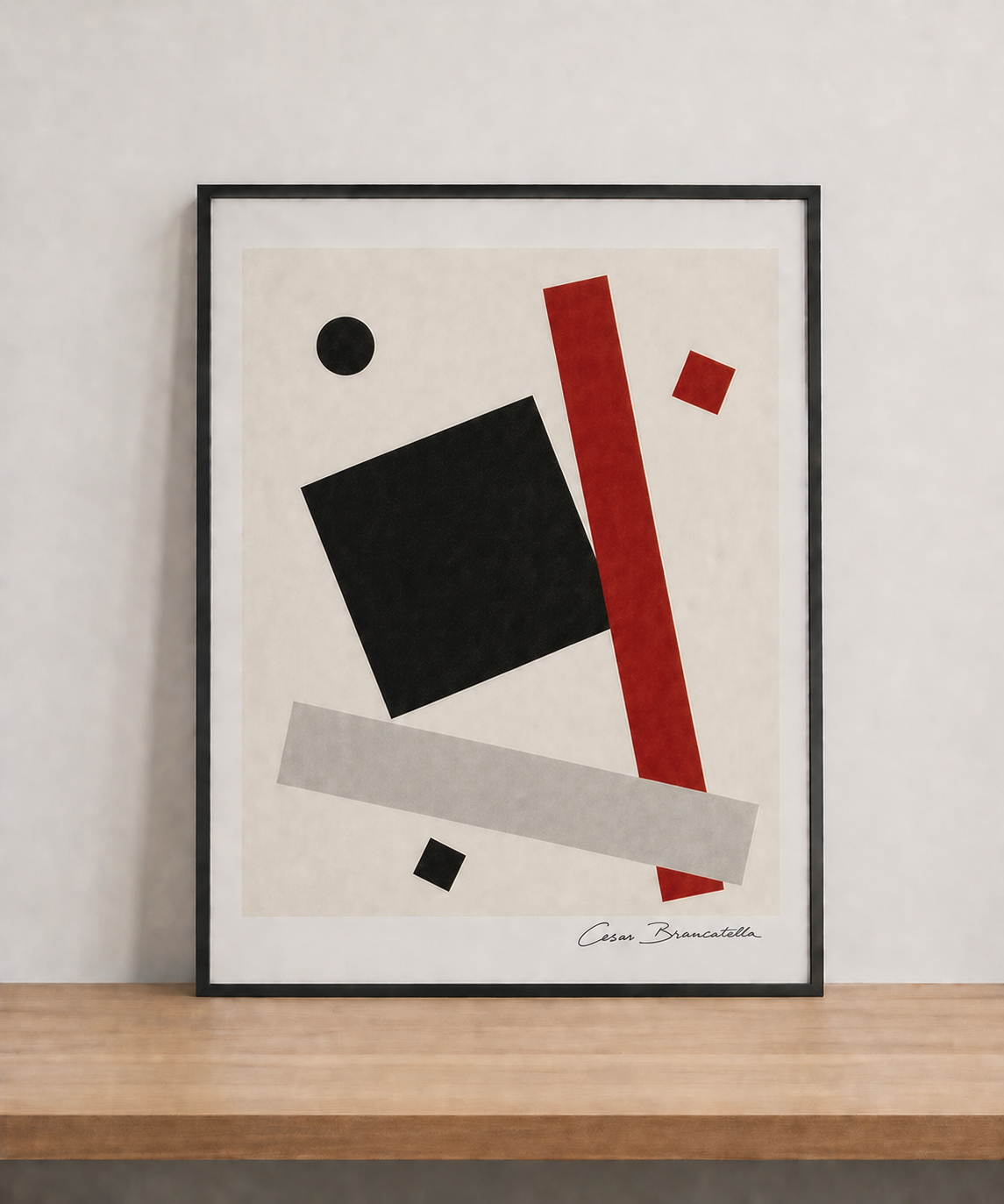 Abstract geometry on neutral backdrop