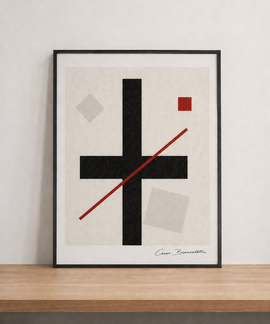 Abstract minimalist art on display
