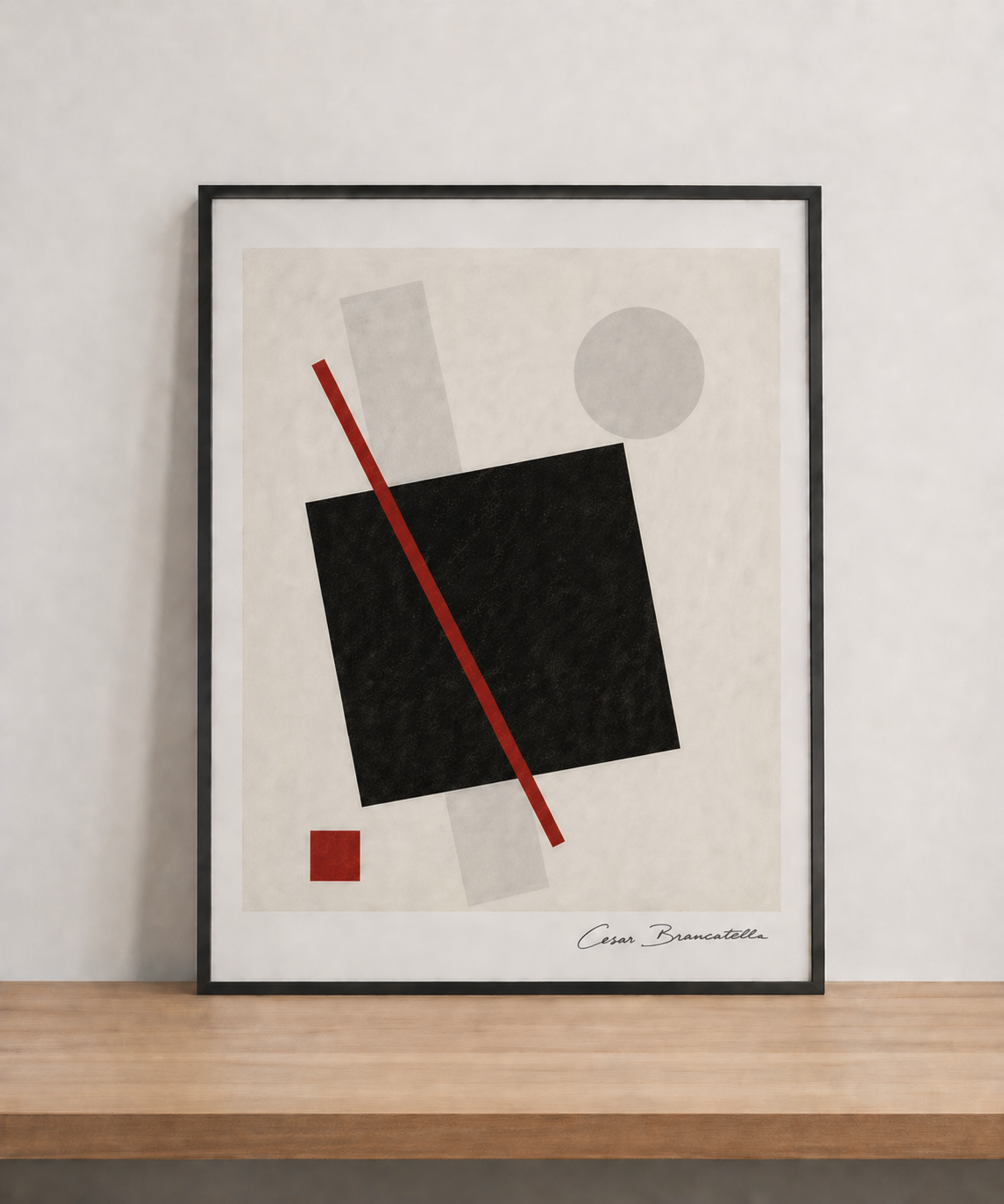 Minimalist abstract art with geometric shapes