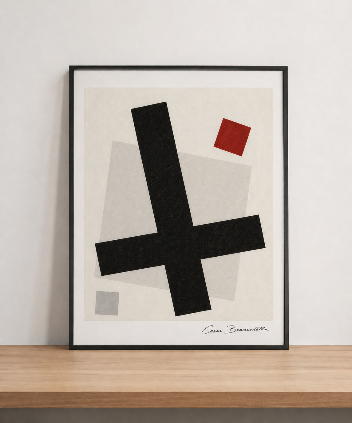 Minimalist abstract composition on wood
