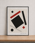 Minimalist geometric art on wood surface