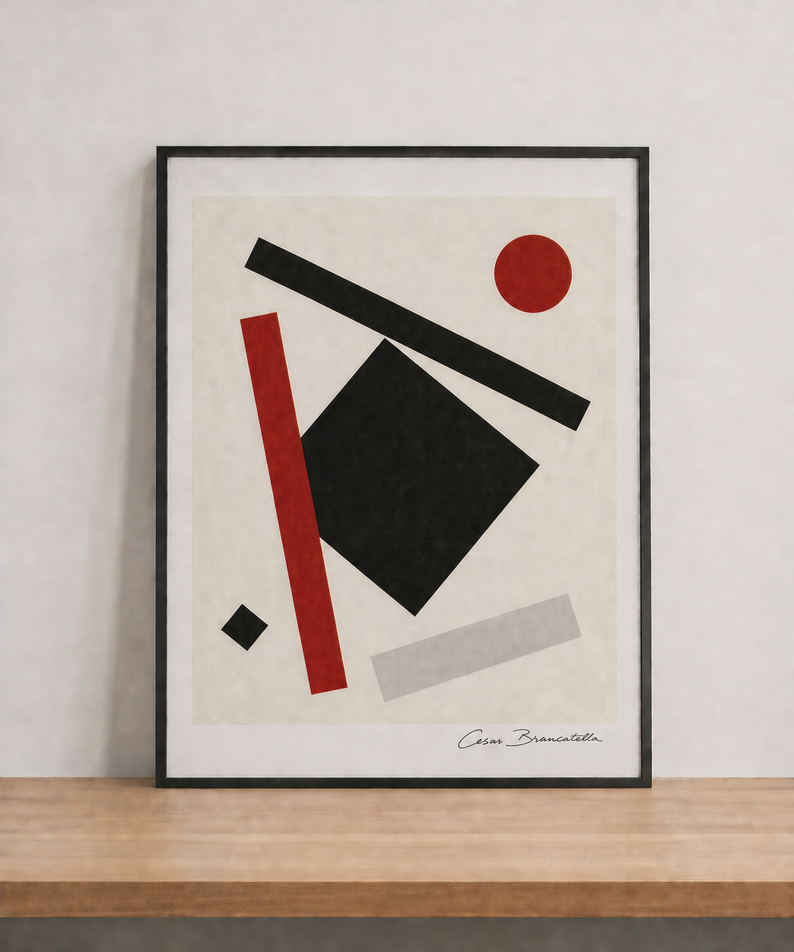 Modern abstract art in minimal setting